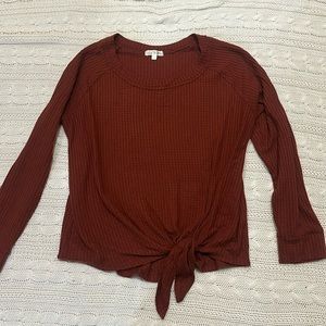 Rust color waffle knit sweater size large